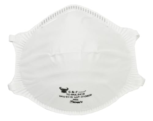 Image of G & F Products 9119 N95 Particulate Respirator Dust Mask Two-Strap Cup Style Design, Lightweight with Cushioning Nose Foam, NIOSH Approved 20 Masks