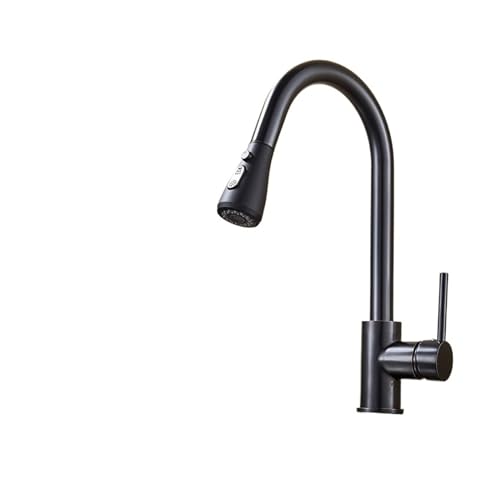 Robinet de cuisine noir mitigeur monotrou à bec rotatif fluide