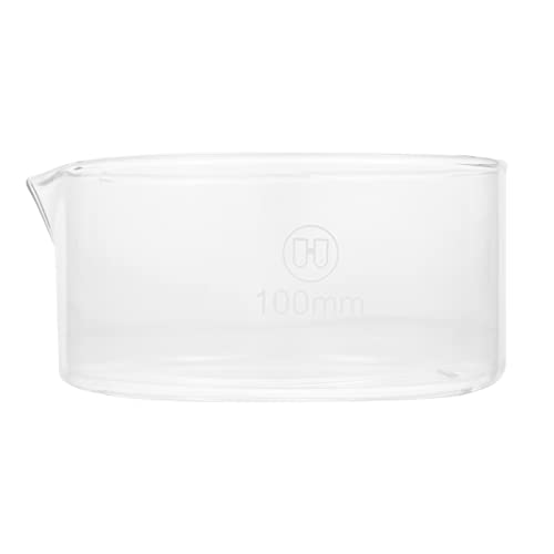 MUCKLILY Crystallizing Dish Spout Glass Evaporation Dish Laboratory Flat Bottom Container for Lab Crystallization Tests