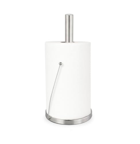 DAMDAM GO | Portarrollos de Cocina Plateado, Soportes para Rollos de Papel Acero Inoxidable, para Cocina y Mesa de Comedor Ø15 x 33cm