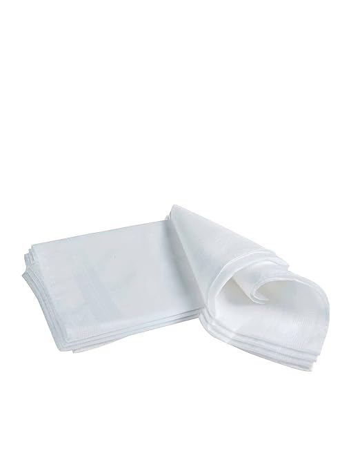 SRS White Cotton Handkerchief, White, Men's Pocket Square-picture-12
