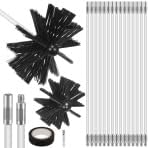 20 Feet Dryer Vent Cleaner Kit - Flexible Lint Brush with 4" and 6" Brush Heads Fireplace Chimney Brushes Chimney Sweep Kit Cleaning Tools for Flue Fireplace Sewage Pipe Hood Pellet Stove