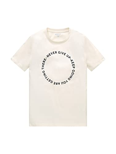 TOM TAILOR Jungen Kinder T-Shirt mit Print 1034953, Weiß, 164