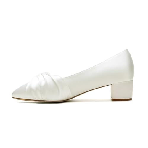 Low Heel Wedding Shoes - Closed Toe Block Heel Bridal Shoes for Women3