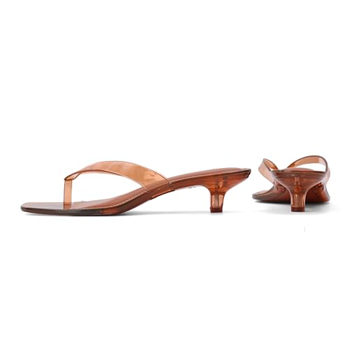 Image of Women's Flip-Flops Kitten Heels Thong Sandals For Women Square Toe Slip On Fashion Summer Dress Sandals