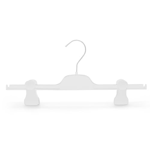 Kiroplast Lot de 10 cintres pour pantalon blanc pince béquilles gain de place cintres en plastique pinces clips jupes cintres jupes cintres 36 cm