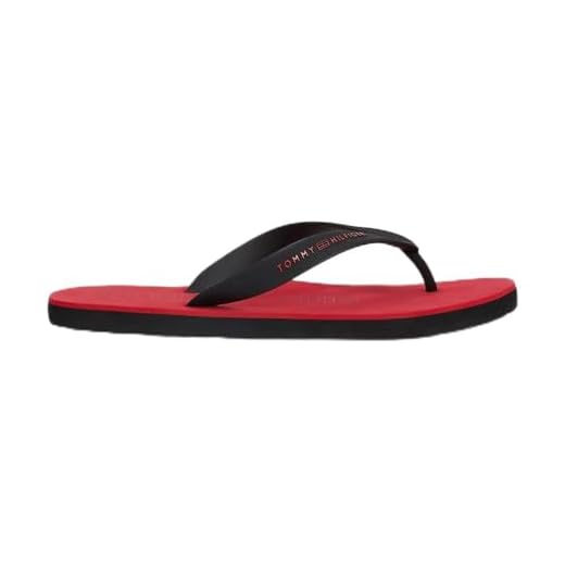 Tommy Hilfiger Chanclas Hombre Rubber Beach Sandal Zapatillas de dedo, Schwarz (Negro), 42