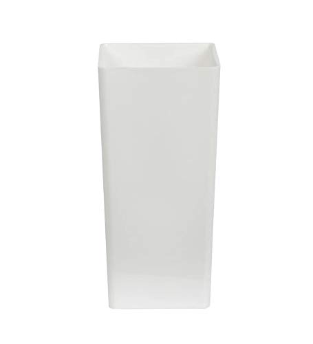 Oasis Pack of 2 Acrylic Tall Cube Vases for Home Decor,Office, Living Room | Modern White Flower Planter Pot for Plants, Buds & Flowers | Ideal for Gifting for Any Occasion (12cm x 12cm x 25cm)