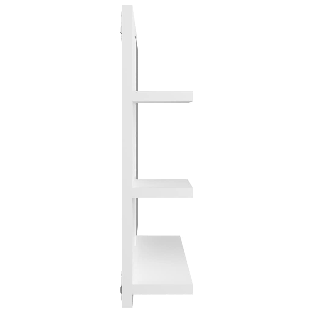 homiuse 60 x 10,5 x 45 cm Espejo de baño Espejo con 3 estantes Espejo de pared rectangular Espejo de baño Espejo de baño Espejo de baño Espejo de baño Elegante Espejo de ducha Blanco Madera Acrílico