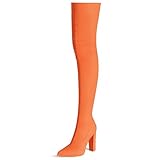 sexrosly Thigh High Boots for Women Chunky High Heel Over The Knee Boots Stretch Pointed Toe Knee High Boot Size US 6.5