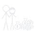 Stick Figure Couple With Money - 6.8" x 5.5" - vinyl decal sticker no kids funny family man woman