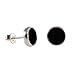 Sterling Silver Black Flat Onyx Round Handmade Stud Earrings for Women & Men - 9mm