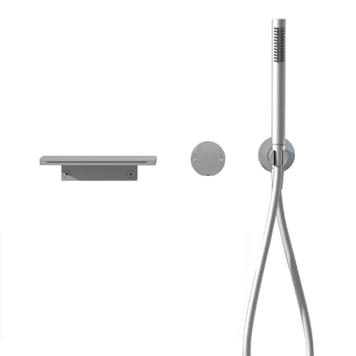 BiaoTeng 滝 埋め込み 風呂 蛇口 シャワー付き 壁 2機能 温水 冷水 真鍮 浴槽シャワー混合水栓 ブラシ付きシルバー