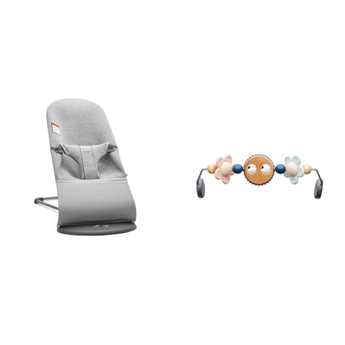 BabyBjörn Bouncer Bliss, 3D Jersey, Light Gray & Toy for Bouncer, Googly Eyes Pastels