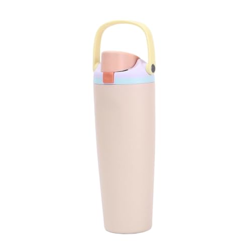 Image of FreeSip Gym Water Bottle with Straw & Chug Lid - Leak Proof Push Button Opening, BPA Free, Large Capacity Sports Bottle with Carry Handle (Pastel Yellow, 900 ml)