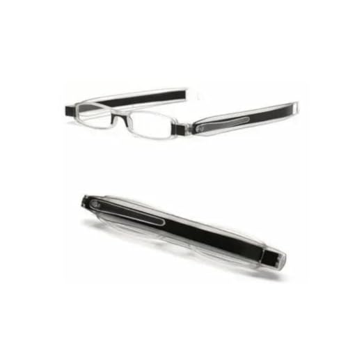First Lens Flexifold Slim Compact | Lightweight | Stylish Transparent Frame Reading Glasses for Men & Women (+3.00) - Black