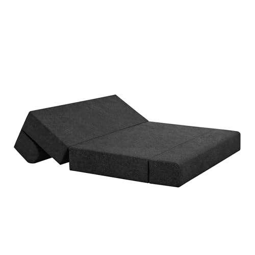 Image of Foldable Two Seater Sofa Bed 4 X 6 Ft Jute Fabric Washable Cover Sofa Cum Bed with Cushions Convertible Sofa Bed for Home (Black Color - Pre-Assembled)