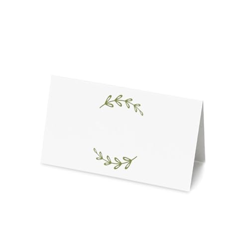 Lot de 50 marque-places en forme de feuille verte - 8 x 4 cm - Pour fêtes, mariages, décorations de fête