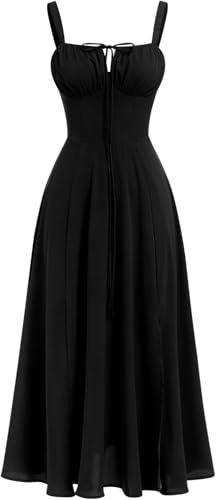 Image of Women's Spaghetti Strap Dress Floral Corset Gown Inspired Dresses Midi Evening Cocktail Party and Holidays Casual Sundress