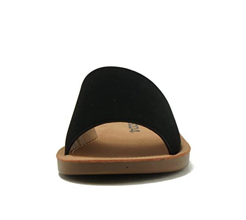 Soda Efron-2 Little Kid Children Girls Toddler Casual Comfort One Band Fashion Slip On Slide Flip Flop Flat Sandals (1 Little Kid, Black Nbpu, Numeric_1) #TOP2
