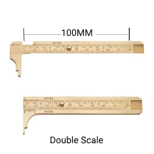 Walfront WALFRONTCFH61ZP4VB-02 Handy Sliding Gauge Double Scales Vernier Caliper Ruler Measuring Tool Mm/Inch Brass Pocket Ruler 100Mm thumb #4