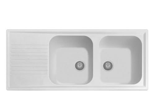 LAVELLO Plados Atlantic 116.20 - Lavello a 2 vasche, 360 x 408 mm, 20 cm, 360 x 408 mm, 20 cm, 1160 x 500 x 0 mm