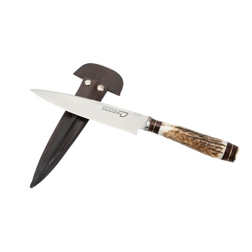 Cuchillo argentino para carne con mango de cuernos de ciervo (mediano)