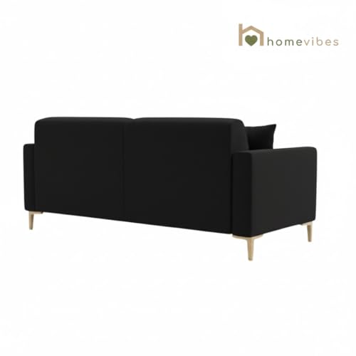 Image of 3+1+1 Seater Velum Fabric Sofa Set for Living Room, Modern Design with High Density Foam, Solid Wood Frame, Ergonomic Comfortable Seating for Home & Office (Black, 3+1+1) | Soft foam comfort, Strong wood frame