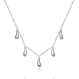 Woman'S Luxury Fine Jewelry 925 Sterling Silver Pendant Necklace Five Drops Fashion