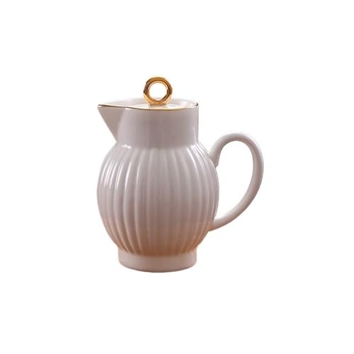 Saucière en céramique blanche avec couvercle 330ml | Pot à crème et jus