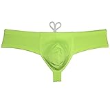 JAXFSTK Men's Brazilian Bikini Swimsuit Thong Drawstring Swimwear Solid Shiny Ultra Cheeky Swim Boxer Briefs Fruit Green XL