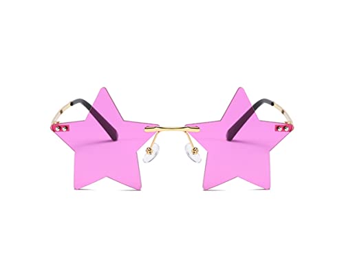 Rimless Star Shape Sunglasses for Women Men Party Streetwear Glasses Trendy Transparent Pentagram Eyewears2
