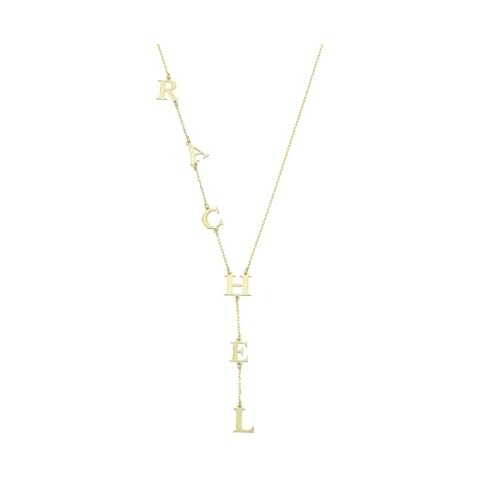 MIONZA 14K Solid Gold or Gold Plated Personalized Lariat Necklace, Initial Y Necklace, Drop Name Necklace, Custom Letter Necklace, Gift for Her Cover
