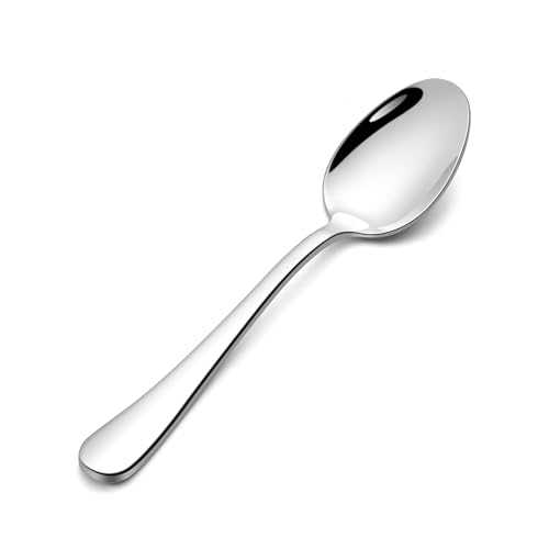Onader Teaspoons Set of 12, Stainless Steel Small Spoons Cutlery for Tea, Dessert, Ice Cream, Coffee, Simple Round Edge Handle & Mirror Polished, Healthy & Dishwasher Safe - 13.5cm