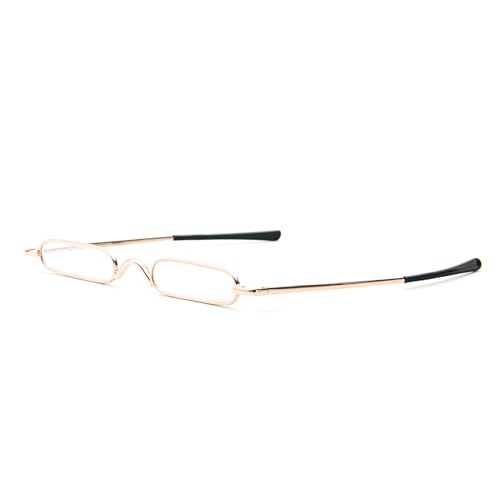 KoKoBin Mini Slim Reading Glasses Spring Hinge Metal Reading Aid Unisex with Case (Gold, +2.5), +2.50 - Image 4