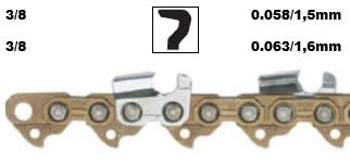Catena per motosega 3/8", professionale, 1,6 mm, semi-scalpello (410)