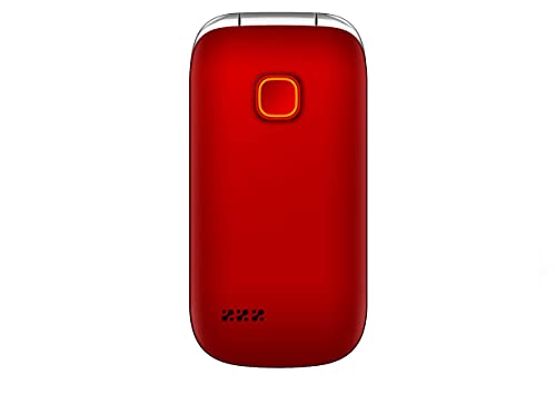 Telefono-Movil-Funker-C85-Easy-Comfort-Rojo-con-Tapa-para-Personas-Mayores-con-boton-SOS-y-Base-cargadora