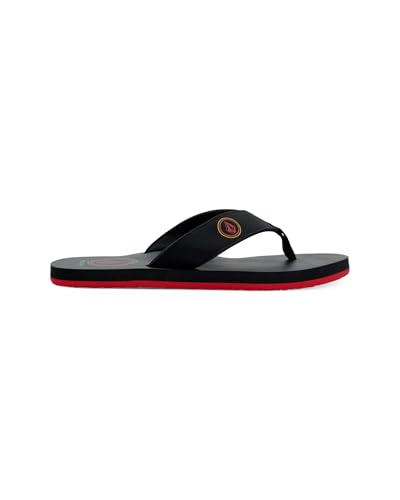 Image of Volcom Men's Daycation Flip Flop Sandal - Soft Brushed Recliner Comfort Foam Footbed, Black /Black, 8