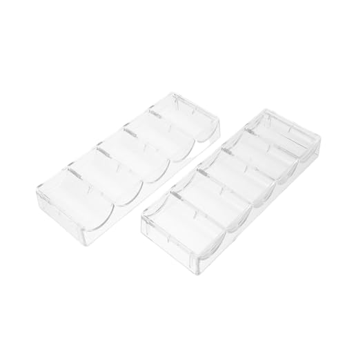 BESTonZON Set of 2 Poker Chip Trays Acrylic Chip Organizer 100 Capacity Case for Efficient Game Management