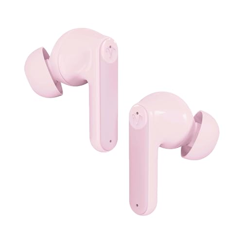 Image of Soundwave A1 Plus (2025 Edition) Active Noise Cancelling Earbuds, 6 Mics, 48H Total Playtime, 15 Mins = 6 Hours Playtime - Pink