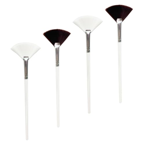 VALICLUD Face Mask Brush 4pcs Set Wooden Handle Sector Mask Applicator Beauty Tool