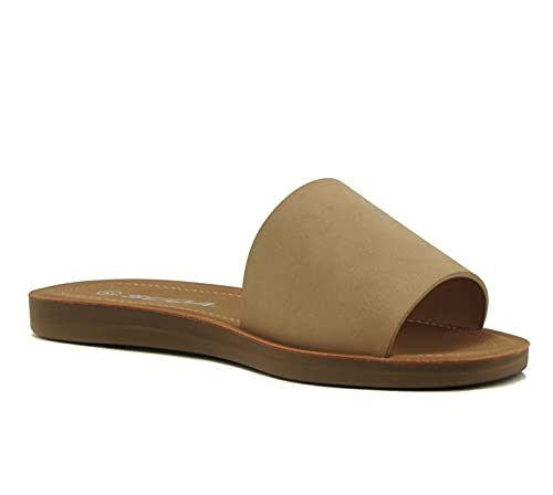 Image of Soda Shoes Efron-S Women Flip Flops Basic Plain Slippers Slip On Sandals Slides Casual Peep Toe Beach