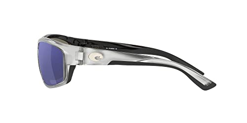 Costa Del Mar Men's Saltbreak Polarized Rectangular Sunglasses, Silver/Grey Blue Mirrored Polarized-580G, 65 Mm #TOP3