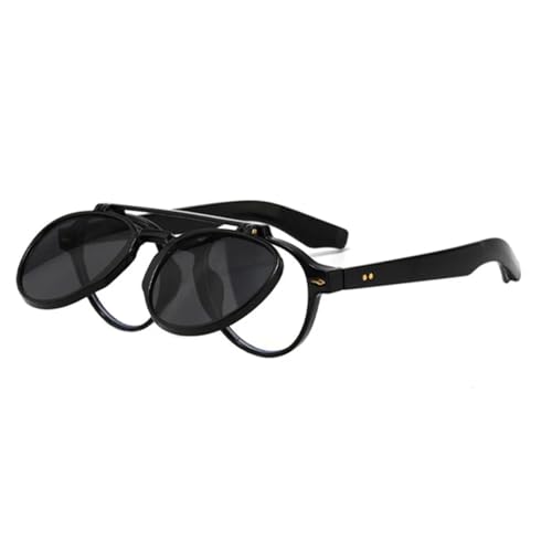 Lunettes de soleil ovales à verres rabattables pour changer de vision en un geste