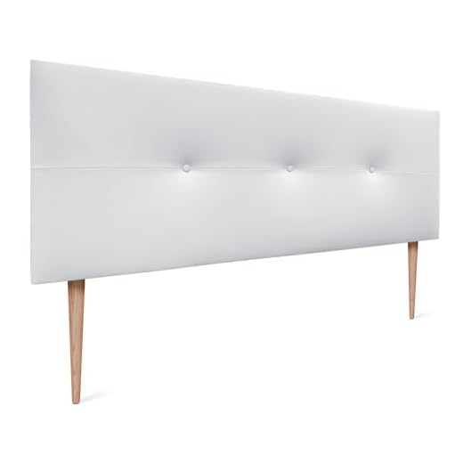 DHOME Cabecero Cabezal tapizado en Polipiel o Tela AQUALINE con Patas cabeceros Cama (Polipiel Blanco,150x105cm (Camas 150/160))