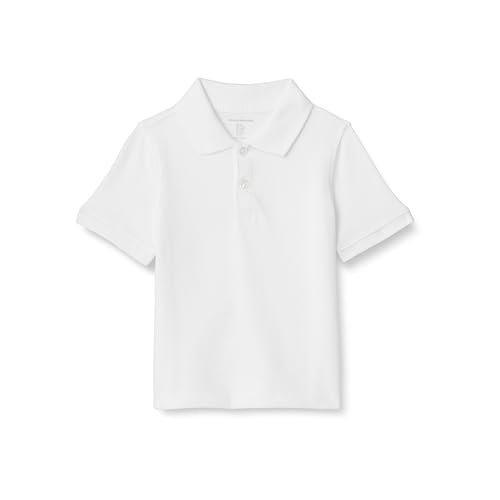 Amazon Essentials Polo de Uniforme de Piqué de Manga Corta Niño, Blanco, 9 años