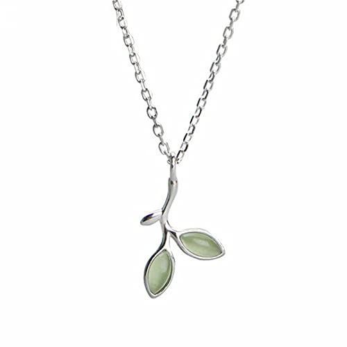 Collier feuille verte 925 argent massif - Bijou tendance éco-chic