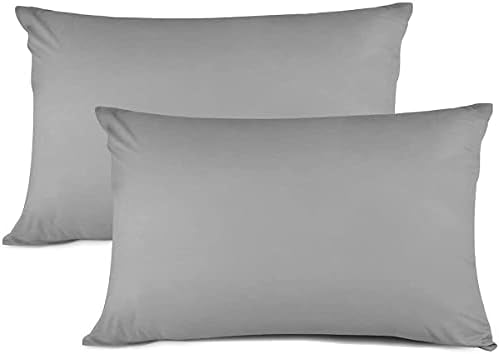 Hill Tag Polycotton Pillow Cases 2 Pack( 50 x 75 cm) - Wrinkle, Fade, and Stain Resistant, Luxurious & Cosy Soft Anti-Wrinkle Pillow Cases with Envelope Closure - Housewife Pillowcases (Grey)