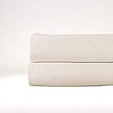 THOMAS LEE 500 Thread-Count Percale, US-Grown Pima Cotton, Fitted Bed Sheet - Ivory King Fitted Shee