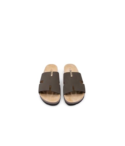 Image of Sandgrens Handmade Unisex Cork Slides | European Top Grain Leather Sandals with Soft Suede Footbed and EVA Rubber Sole | Avila
